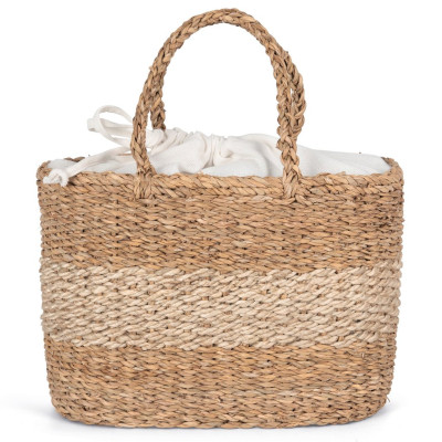 Eco-friendly striped seagrass basket bag